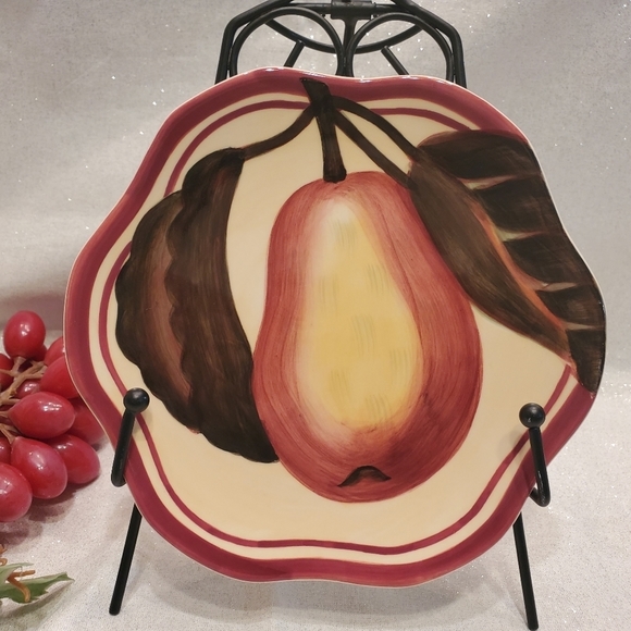 2001 Katherine's collection at silver lake Pear Cake Plate - Picture 1 of 3